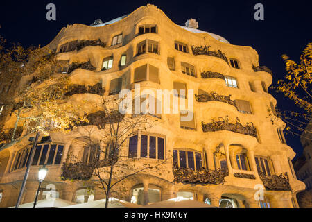 Gaudi's Casa Mila aka La Pedrera in Barcelona, Spain. Stock Photo