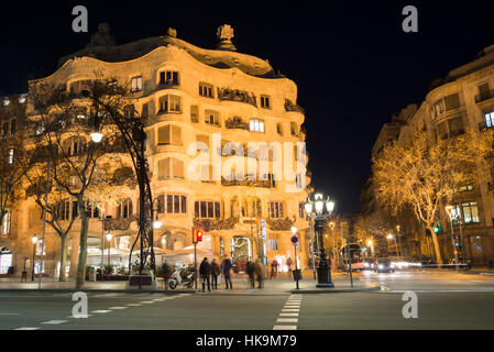 Gaudi's Casa Mila aka La Pedrera in Barcelona, Spain. Stock Photo