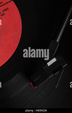Close-up turntable needle and vinyl disk Stock Photo