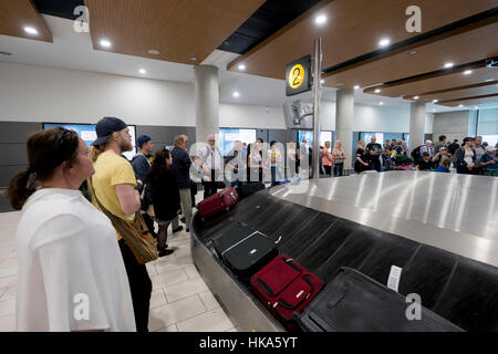 Passengers waiting for their luggage at Larnaca airport, Cyprus Stock ...