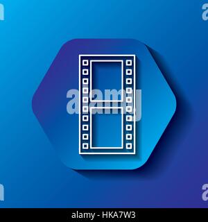 hexagon button with film tape icon over blue background. colorful design. vector illustration Stock Vector