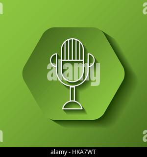 hexagon button with microphone icon over green background. colorful design. vector illustration Stock Vector
