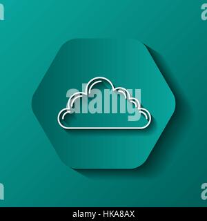 hexagon button with cloud icon over turquoise background. colorful design. vector illustration Stock Vector