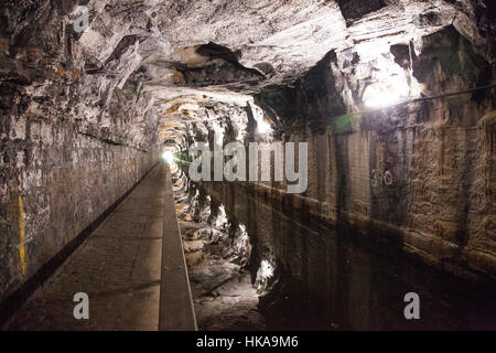 Tunnel on the Union Canal. Carved into rock. Stock Photo
