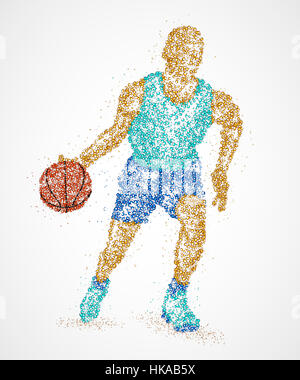 Abstract basketball player of colorful circles. Photo illustration. Stock Photo