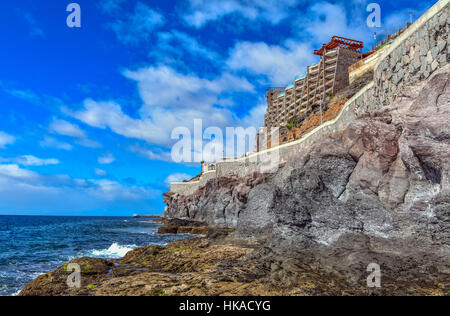 Gloria Palace Amadores Hotel in cliff face, Peurto Rico, Gran Canaria Stock Photo