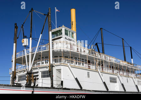 Superstructure of SS Klondkike II sternwheeler, Yukon River, Whitehorse, Yukon Territory Stock Photo