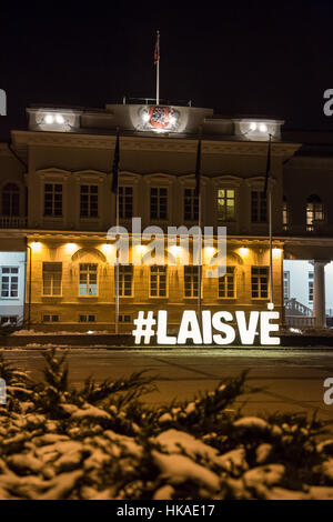 Night view of the Presidential Palace in Vilnius Stock Photo