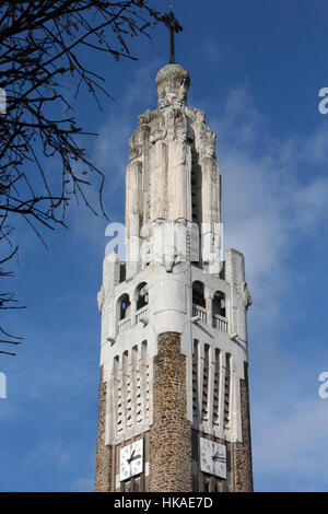 Bell tower of the Saint-Louis church. Villemomble. Stock Photo