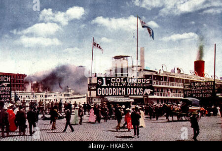 Goodrich Docks - Chicago, circa 1908 Stock Photo