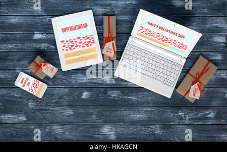 Working Place of web Designer on Valentines Day Stock Photo