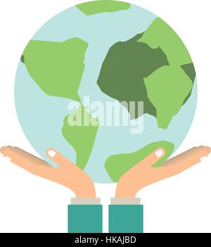 sticker silhouette of hands holding a map of world Stock Vector Image ...
