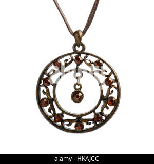 artistic jewelry necklace with pendant on black background Stock Photo