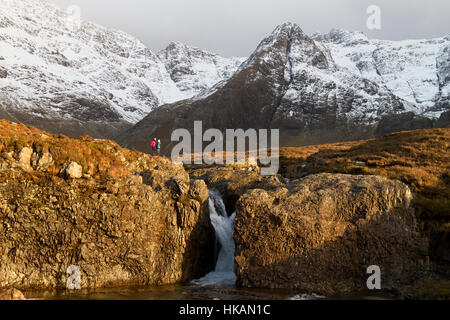 Walking in Glen Brittle, isle of Skye Stock Photo