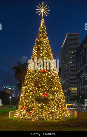 CHRISTMAS TREE BAYFRONT PARK DOWNTOWN MIAMI FLORIDA USA Stock Photo