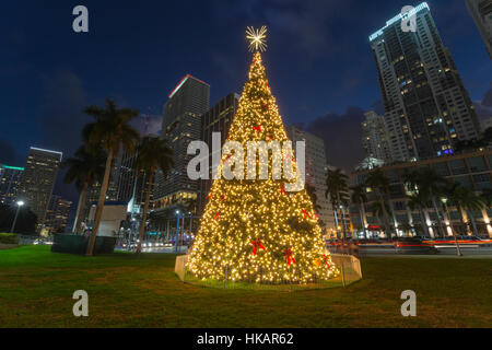 CHRISTMAS TREE BAYFRONT PARK DOWNTOWN MIAMI FLORIDA USA Stock Photo