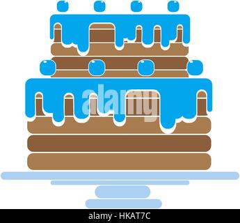 Cake with candles in the form of number 1 icon. birthday symbol. Flat Vector illustration Stock Vector