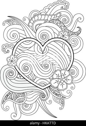 Mandala heart. Valentines day adult coloring page. Vector illustration ...