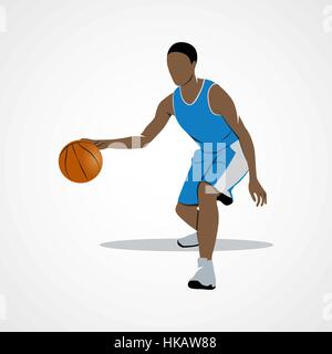 Abstract basketball player dribbling with ball on a white background. Photo illustration. Stock Vector