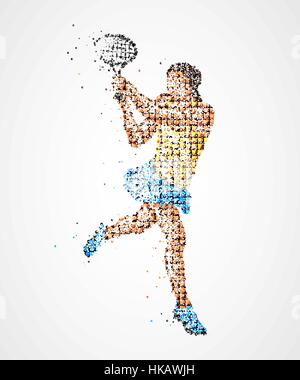 Abstract tennis player of colorful circles. Vector illustration. Stock Vector