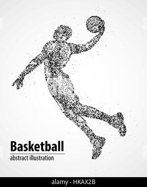 Abstract basketball player in jump from the black circles. Vector illustration. Stock Vector