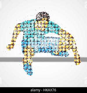 Abstract athlete jumping over the barrier. Vector illustration. Stock Vector