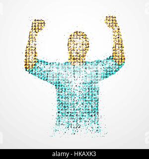 Abstract successful man from circles. Vector illustration. Stock Vector