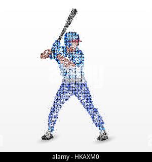 Baseball player with a bat. Vector illustration. Stock Vector