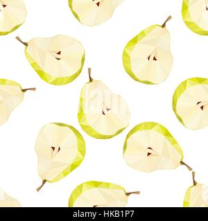 Triangle polygonal pear vector illustration. Juicy Fruit. Stock Vector