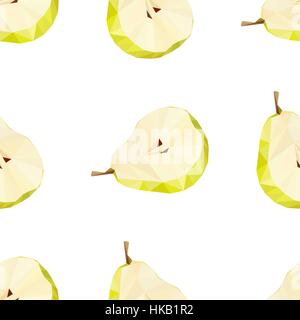 Triangle polygonal pear vector illustration. Juicy Fruit. Stock Vector