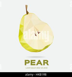 Triangle polygonal pear vector illustration. Juicy Fruit. Stock Vector