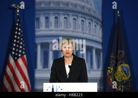 Prime Minister Theresa May addressing the Republican congressmen's ...