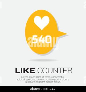 Notification Icons. Like Counter Set. Love, like - Buttons with counter on ribbons and labels Network and communication, web and internet, design. Vec Stock Vector