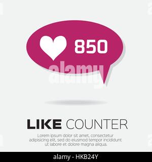 Notification Icons. Like Counter Set. Love, like - Buttons with counter on ribbons and labels Network and communication, web and internet, design. Vec Stock Vector