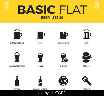 Basic set of beer icons Stock Vector