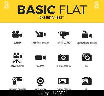 Basic set of Camera icons Stock Vector