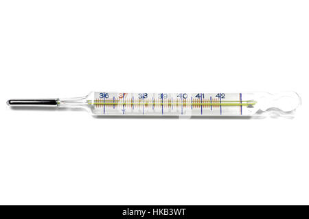 medical mercury thermometer isolated on white background Stock Photo