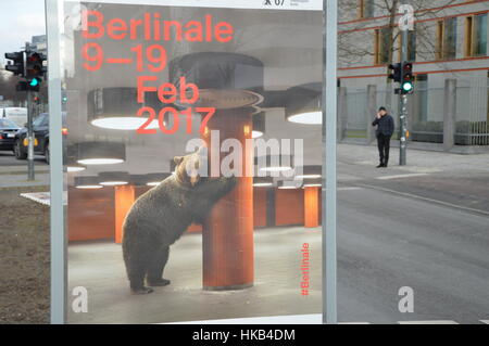 Berlin, Germany. 26th, Jan, 2017 - The Berlin International Film Festival advertising Stock Photo