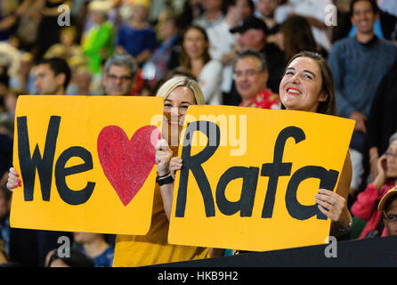 Melbourne, Australia. 27th Jan, 2017. Rafael Nadal's girlfriend Maria Francisca 'Xisca' Perello during the mens semifinal at the 2017 Australian Open at Melbourne Park in Melbourne, Australia. Credit: Frank Molter/Alamy Live News Stock Photo