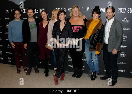 Park City, UT, USA. 27th Jan, 2017. Paul Rust, Adam Scott, Molly Shannon, Toni Collette, Alethea Jones, Bridget Everett, Katie Aselton, Paul Rudd at arrivals for FUN MOM DINNERS Premiere at Sundance Film Festival 2017, Eccles Theatre, Park City, UT January 27, 2017. Credit: James Atoa/Everett Collection/Alamy Live News Stock Photo