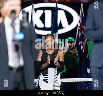 Melbourne, Australia. 28th Jan, 2017. Serena Williams of the USA wins her 23rd Grand Slam Title at the 2017 Australian Open at Melbourne Park in Melbourne, Australia. Credit: Frank Molter/Alamy Live News Stock Photo