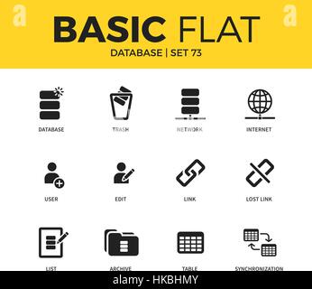 Basic set of Database icons Stock Vector
