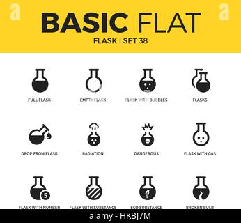 Basic set of flask icons Stock Vector