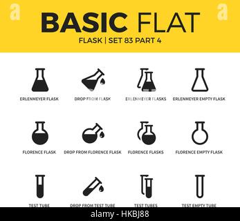 Basic set of flask icons Stock Vector