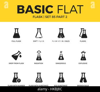 Basic set of flask icons Stock Vector