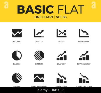 Basic set of Line chart icons Stock Vector