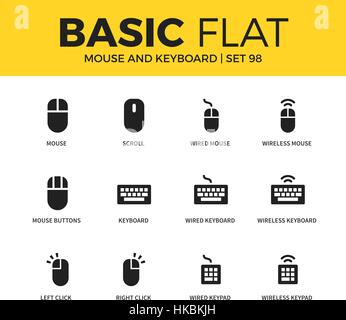 Basic set of Mouse and keyboard icons Stock Vector