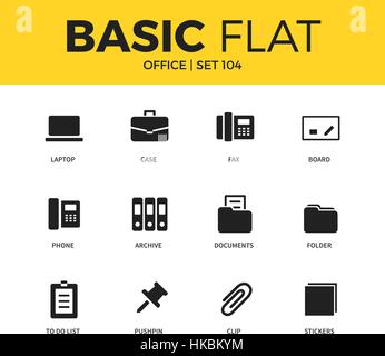 Basic set of Office icons Stock Vector