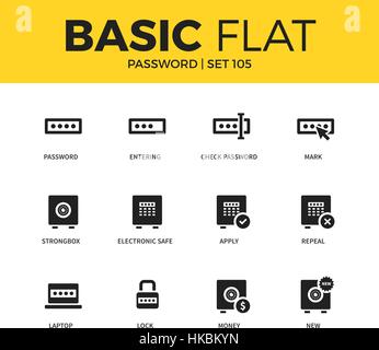 Basic set of Password icons Stock Vector