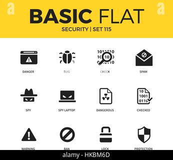 Basic set of Security icons Stock Vector